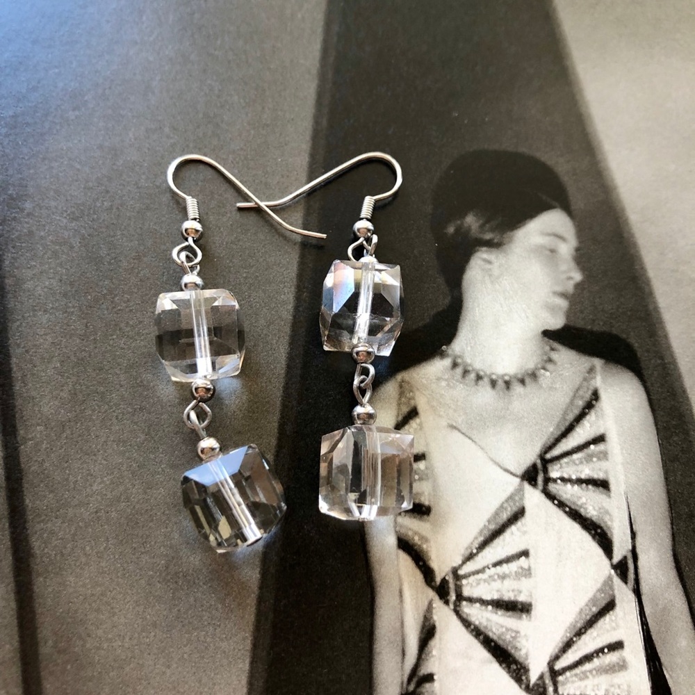 Crystal Square Cute Dangle Earrings - image 2